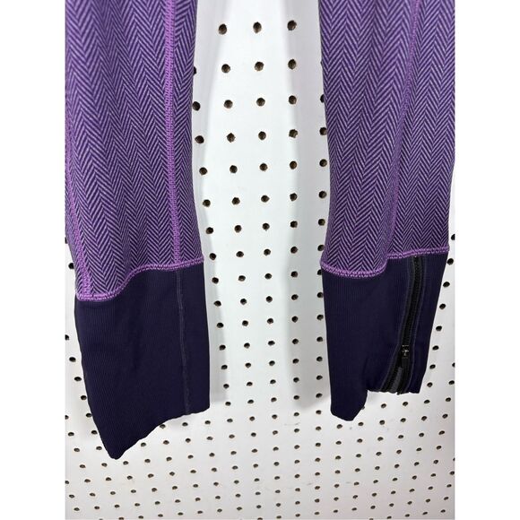 LULULEMON Rebel Runner Crop Herringbone Purple Leggings Size 6 - Picture 3 of 8